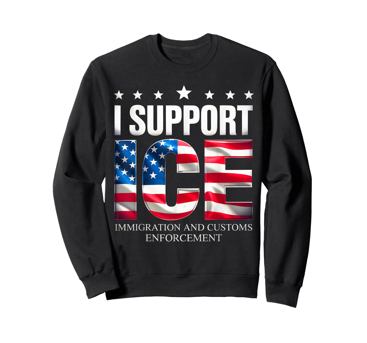 Support ICE Immigration Officers American Flag Border Patrol T-Shirt