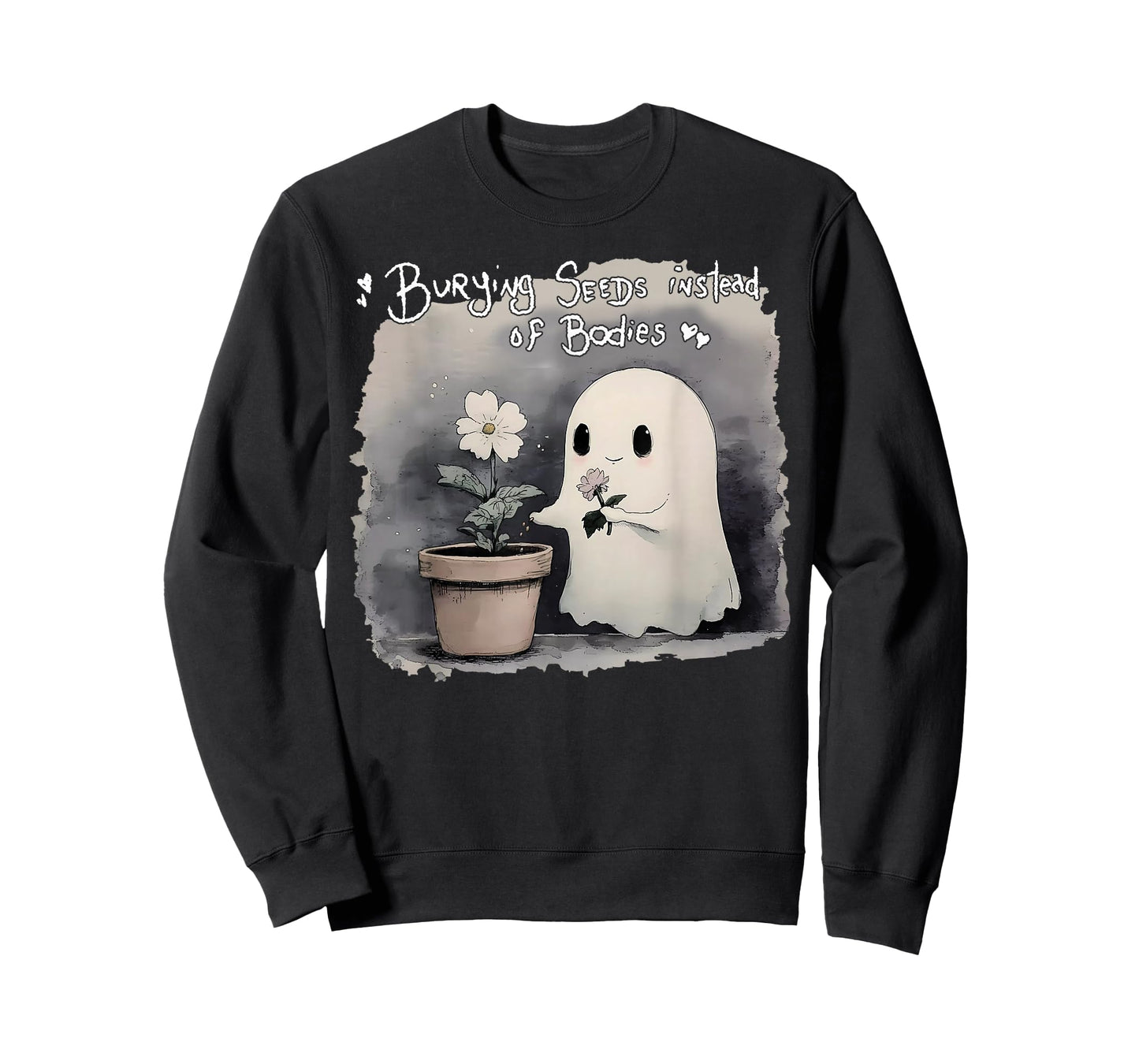 Burying Seeds Instead Of Bodies Funny Cute Ghost Halloween T-Shirt