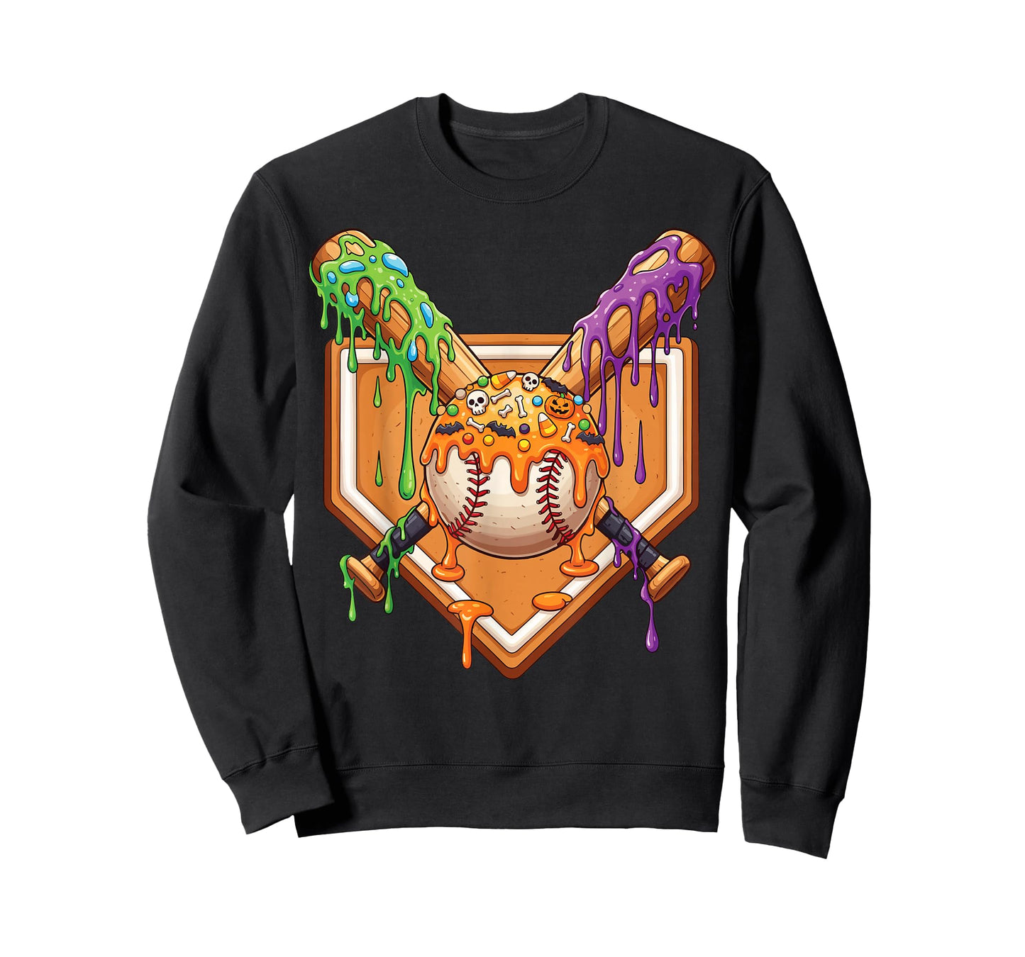 Baseball Drip For Boys Ice Cream Drip Halloween Baseball T-Shirt
