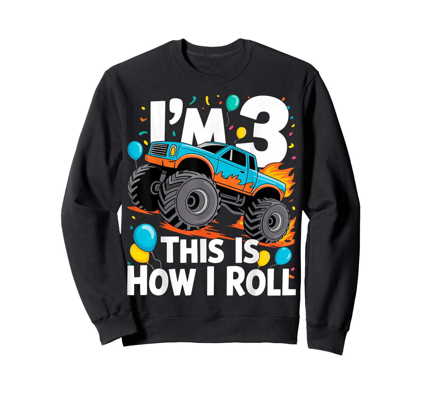 3 Year Old Monster Truck 3rd Birthday Boy Monster Truck T-Shirt