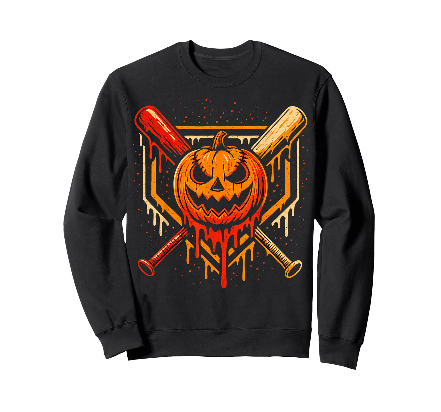 Pumpkin Halloween Baseball Ice Cream Drip Spooky Boys Youth T-Shirt