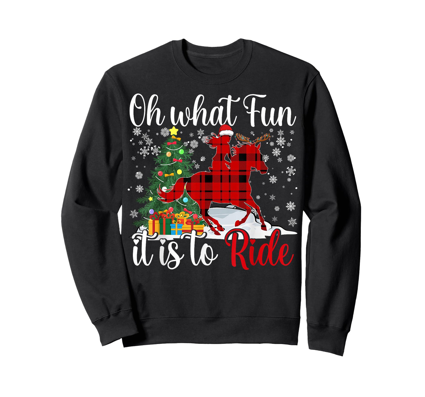 Horse Oh What Fun It Is To Ride Christmas Xmas Girls Women T-Shirt