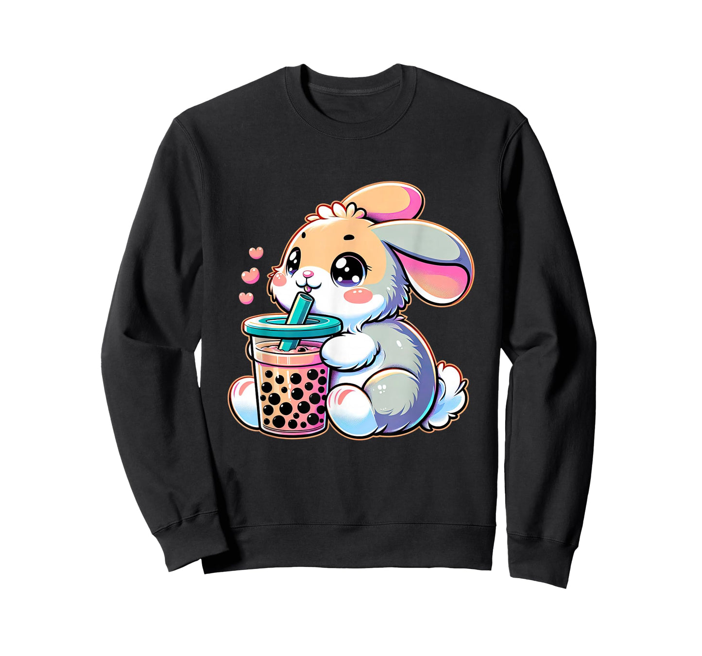 Cute Bunny Rabbit Drink Boba Tea Kawaii Easter For Kid Teen T-Shirt