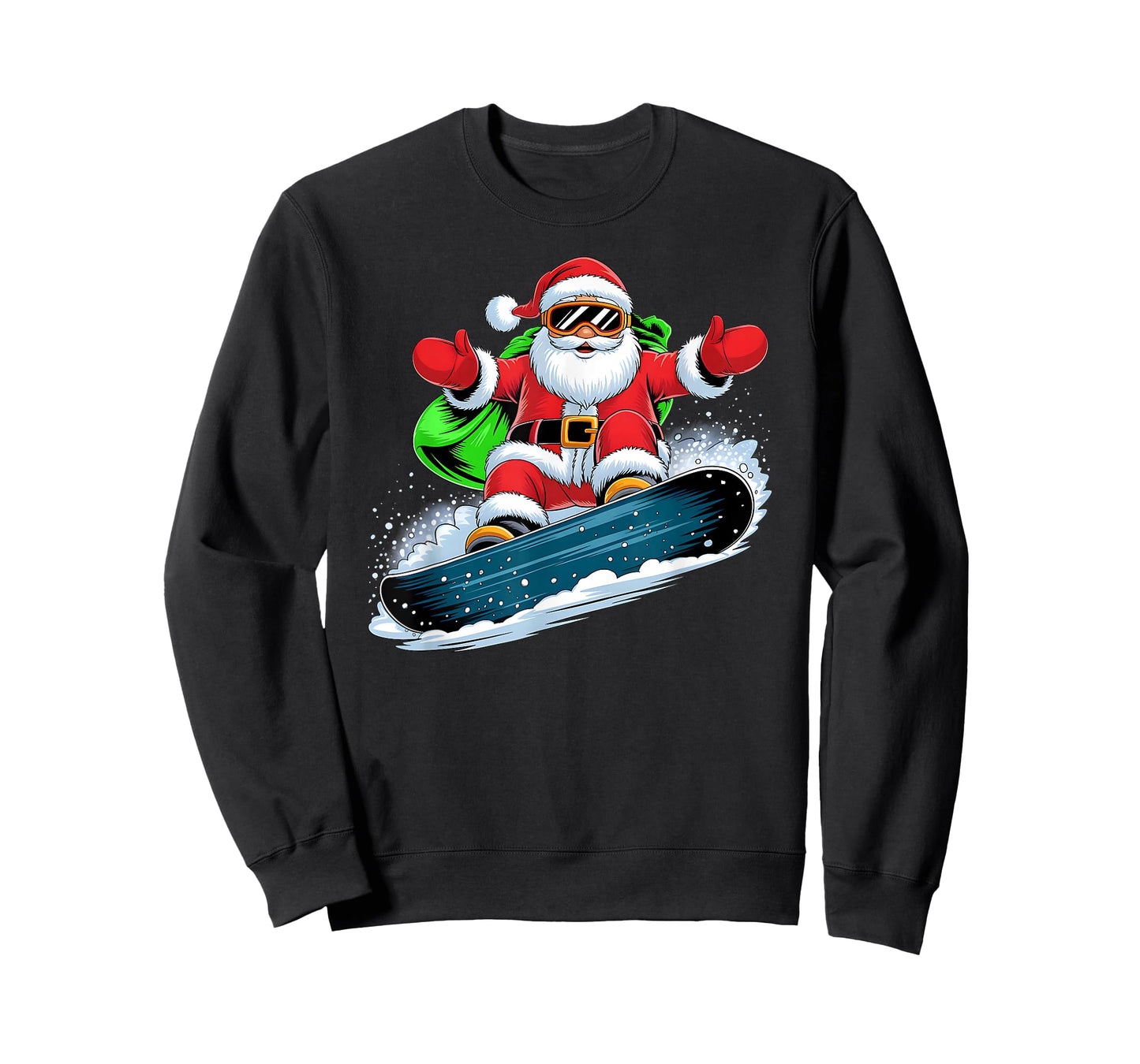 Santa Snowboarding Christmas for Boys Kids Xmas Pajamas T-Shirt