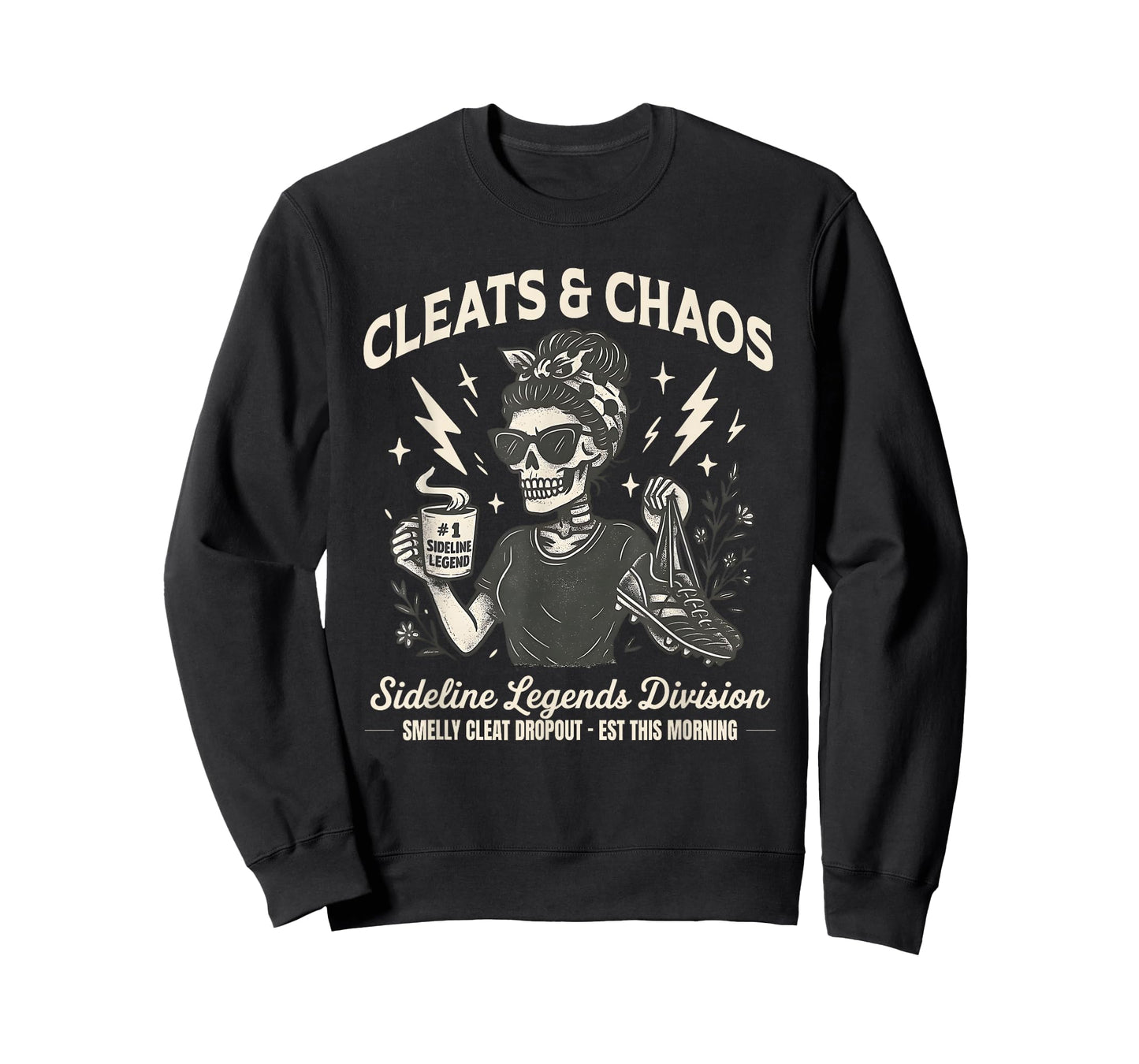 Cleats & Chaos Skeleton Soccer Mom, Funny Sideline Legends T-Shirt