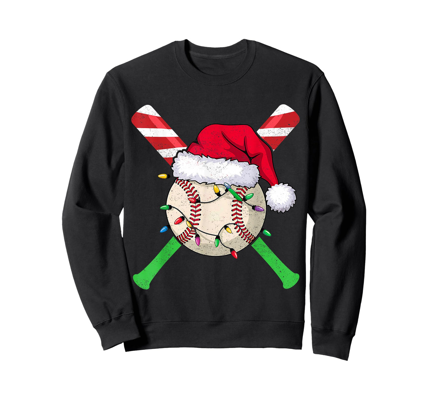 Funny Baseball Christmas Lights Candy Cane Bat Xmas Gifts T-Shirt
