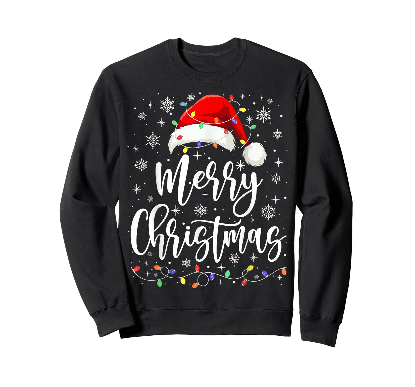 Merry Christmas Lights Red Santa Family Xmas Pajamas T-Shirt