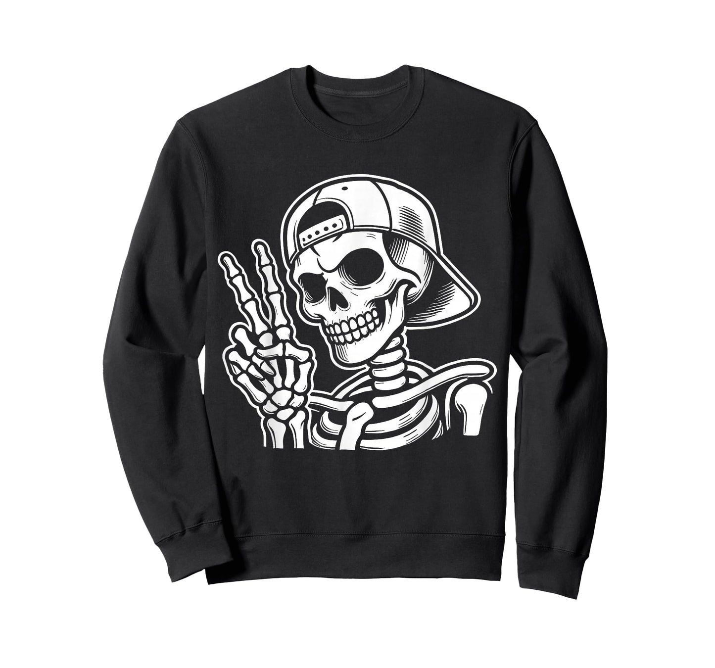 Skeleton Hand Peace Sign Retro Halloween Skeleton Hand Sign T-Shirt