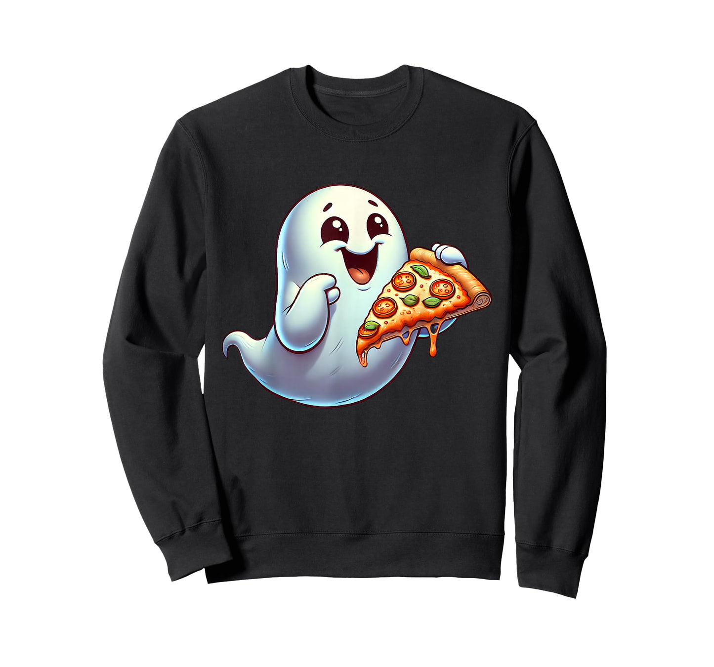 Ghost Eating Pizza Halloween Men Women Kids T-Shirt
