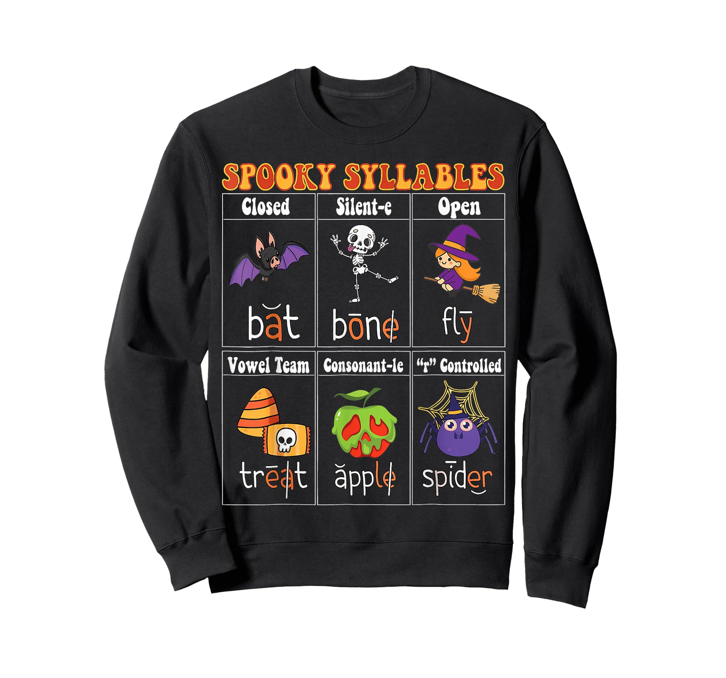 Spooky Syllables Funny Halloween Educational Teachers Kids T-Shirt