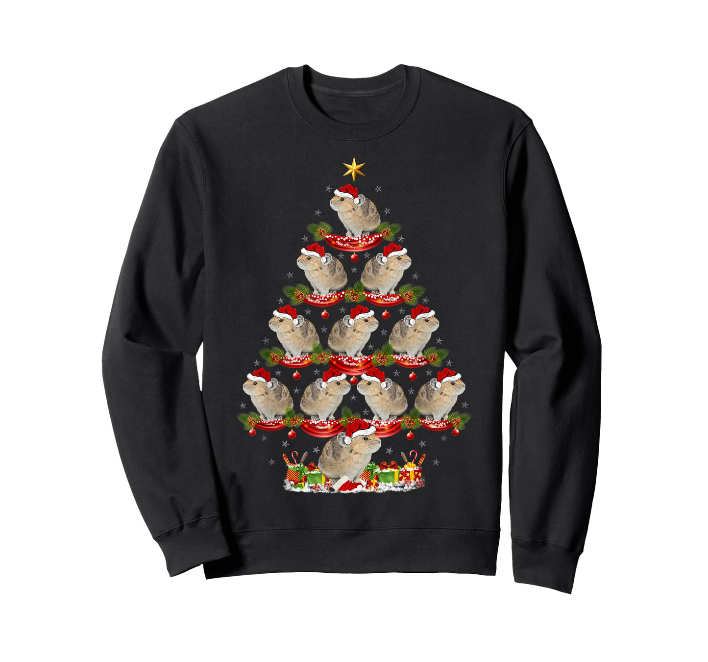 Pika Lover Xmas Holiday Santa Pika Christmas Tree T-Shirt