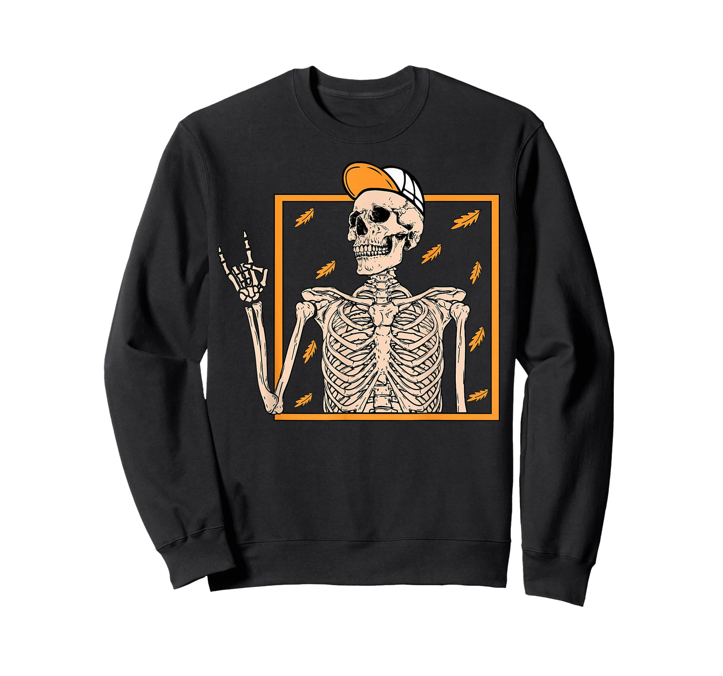 Vintage Halloween Skeleton Rock On Hand Skeleton Men Boys T-Shirt