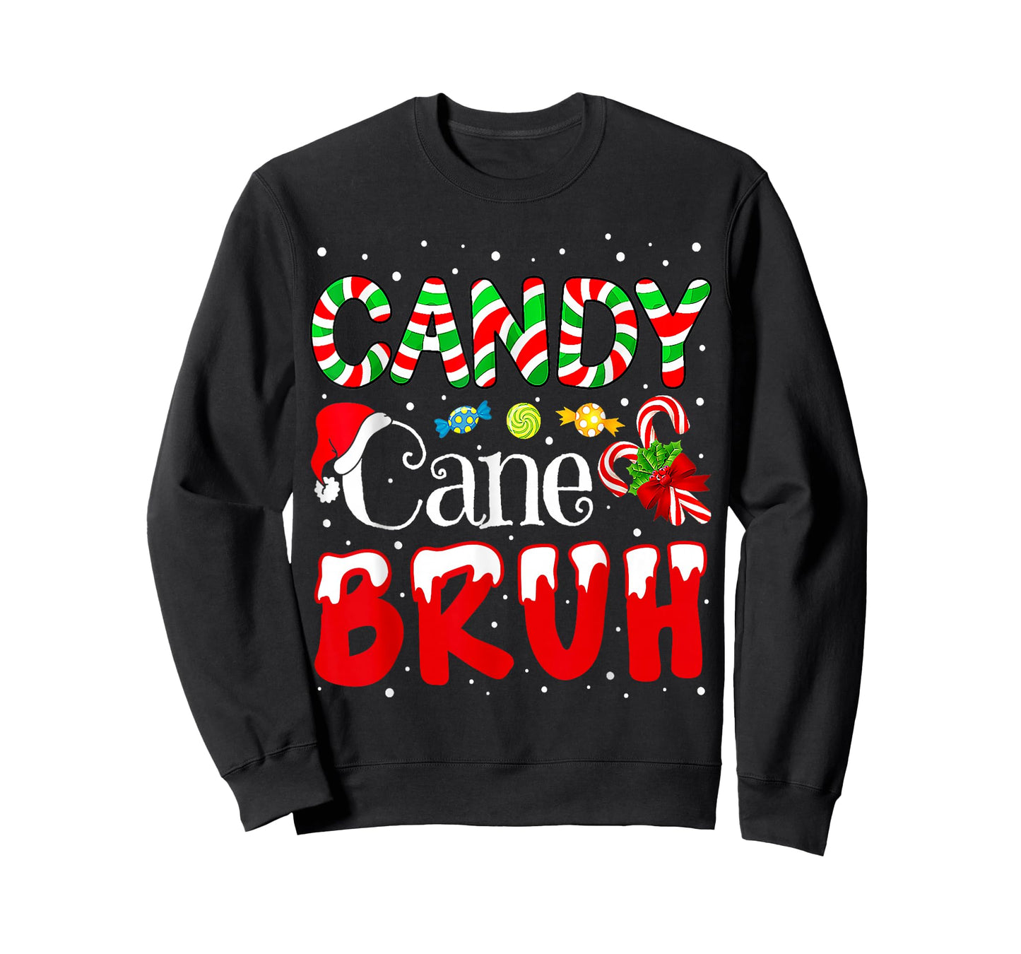 Candy Cane Bruh Christmas Love Candy Boys Girls Kids Xmas T-Shirt