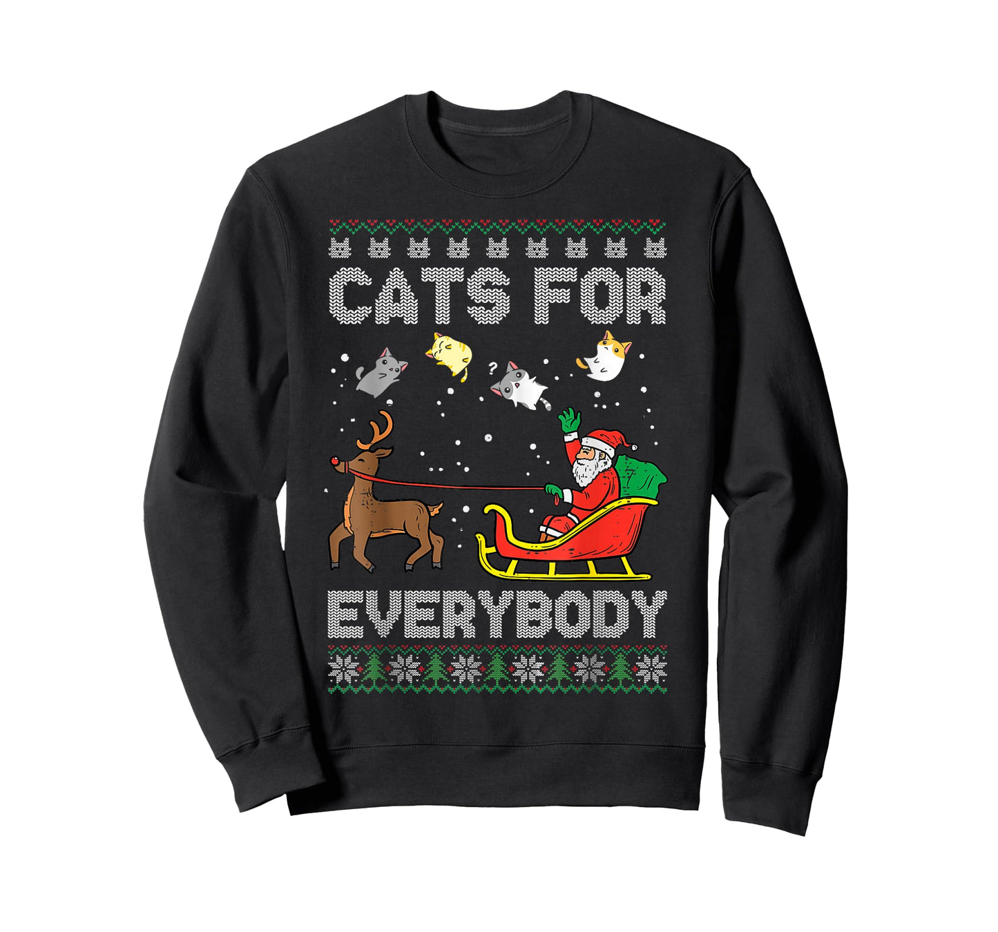Santa Cats For Everybody Christmas Cat Pajamas Women Men T-Shirt
