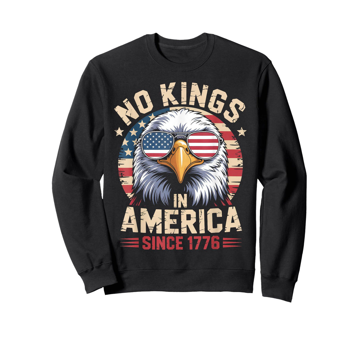No Kings in America Since 1776, Patriotic Eagle Sunglasses T-Shirt