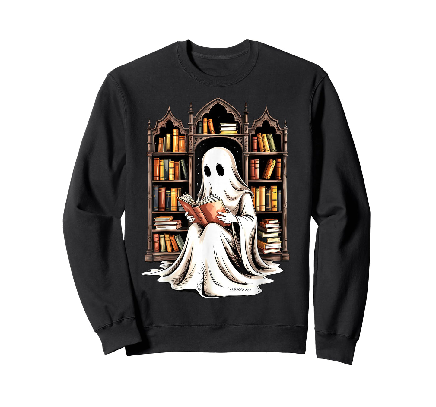Reading Ghost Spooky Library Funny Halloween Teacher T-Shirt