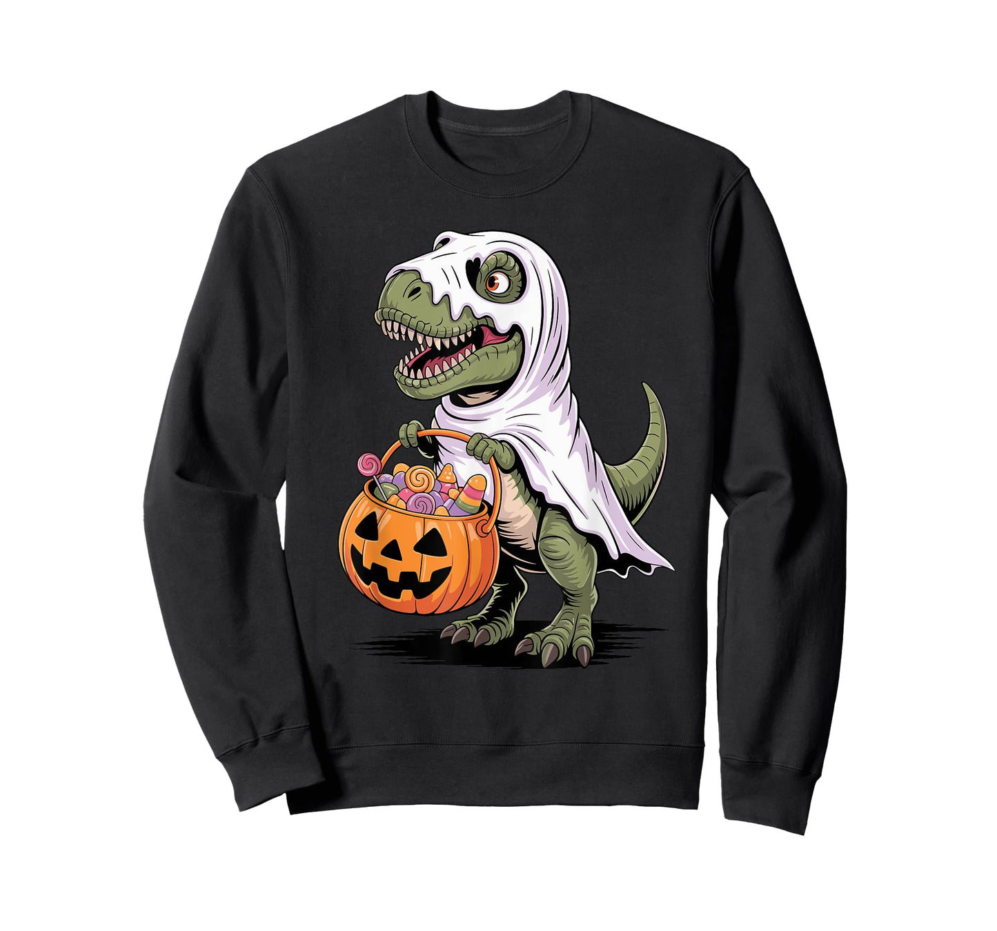 Halloween Dinosaur Ghost Pumpkin Tyrannosaurus Rex T-Shirt
