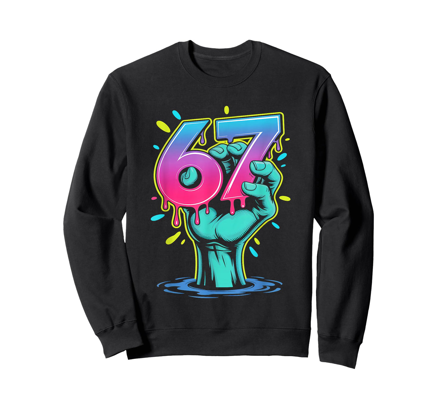 67 Zombie Hand Meme Funny Six Seven Alpha Slang T-Shirt