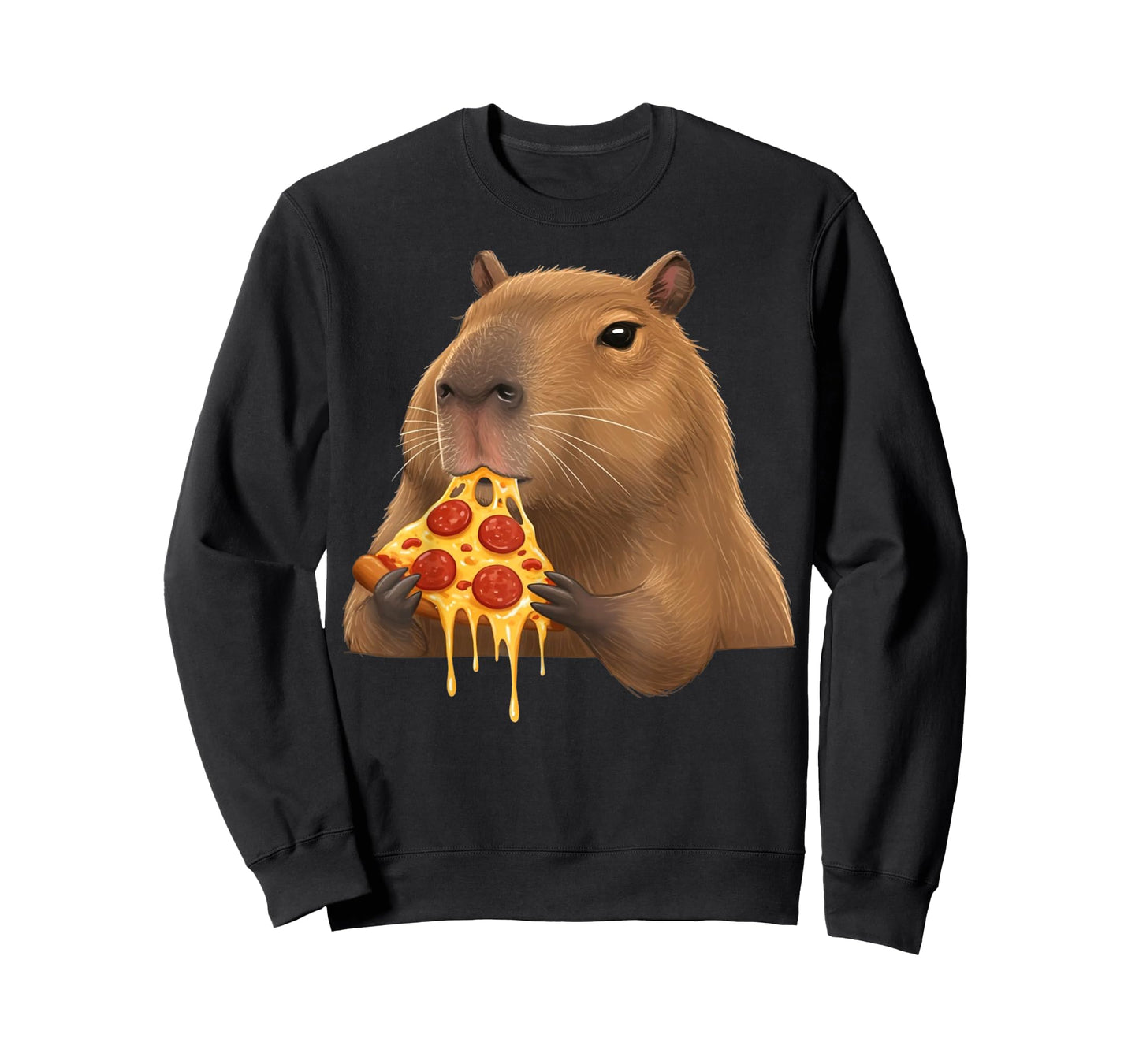 Cute Kawaii Funny Capybara Eating Pizza Girls Boys Men Women T-Shirt