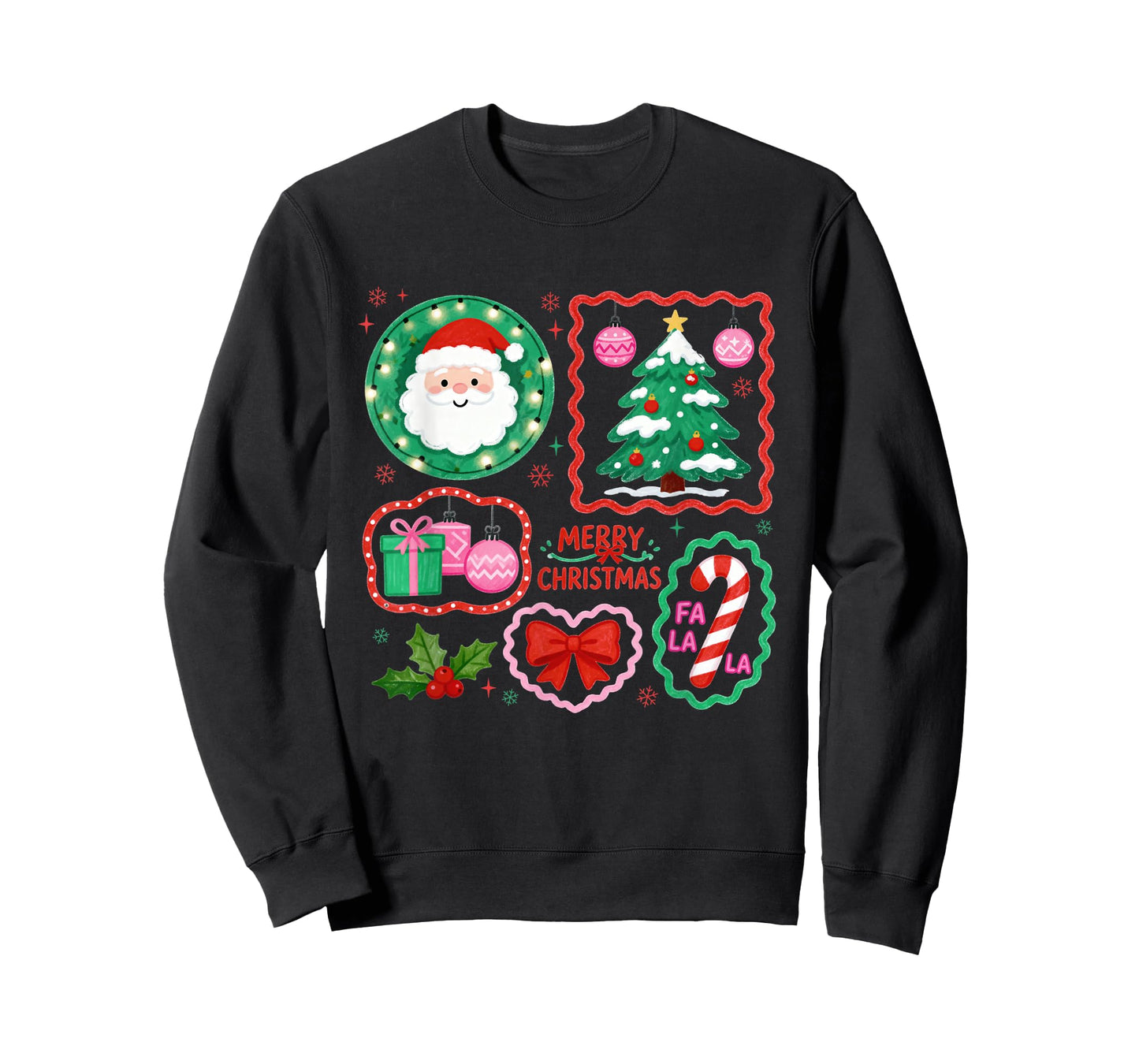 Preppy Merry Christmas Coquette Bow Santa Claus Xmas Holiday T-Shirt