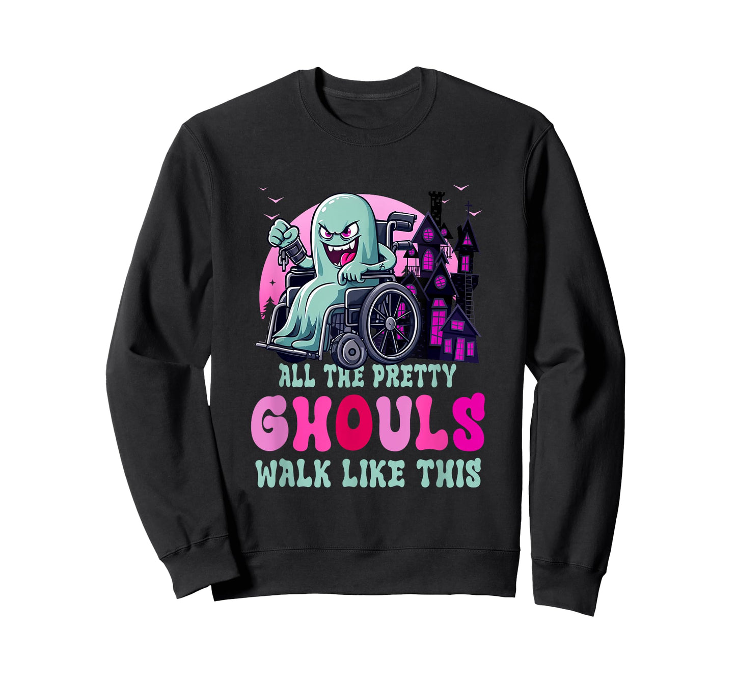 All The Pretty Ghouls Walk Like-This Halloween Wheelchair T-Shirt