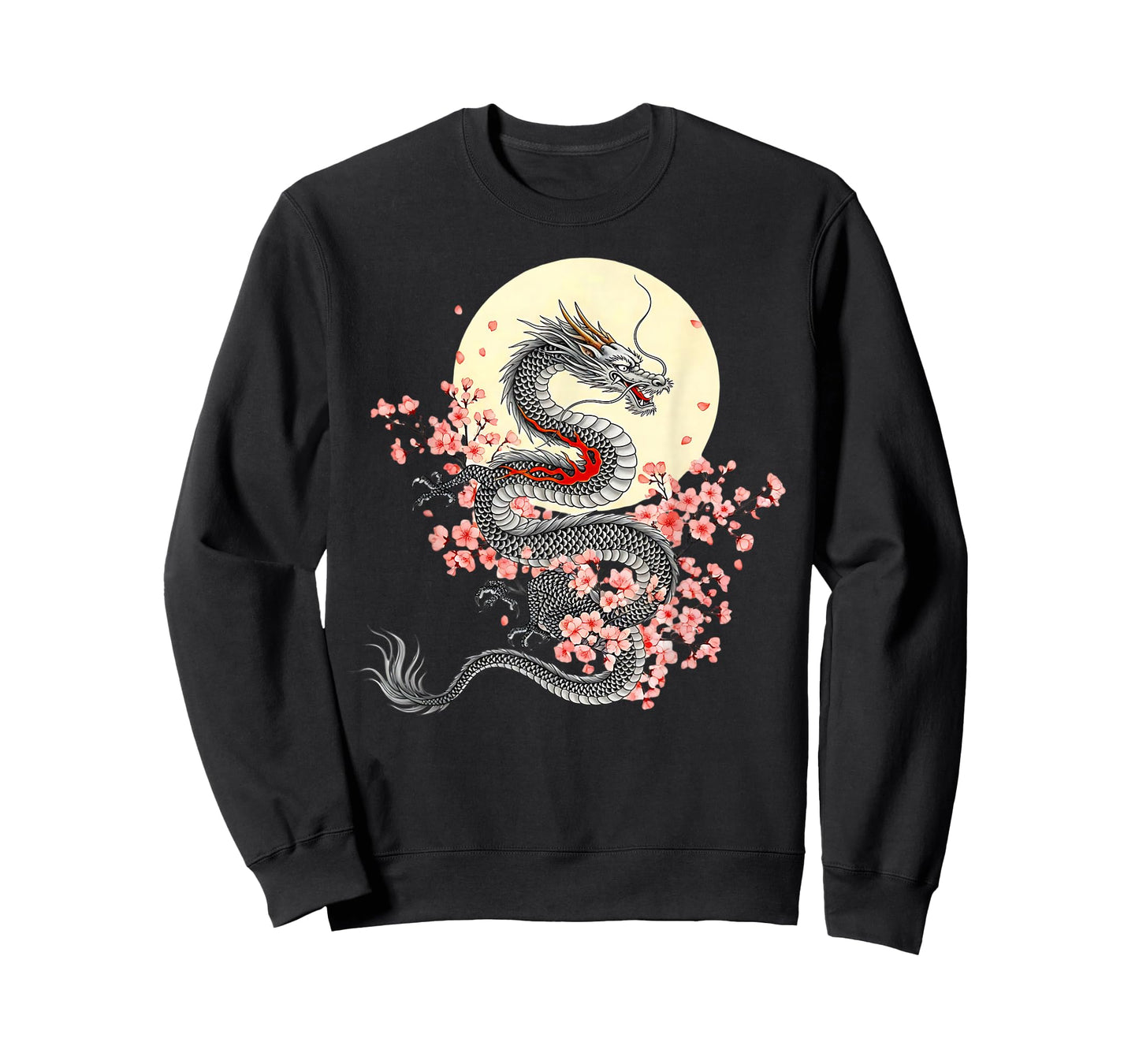 Japanese Dragon Sakura Moon Asian Cherry Blossoms Dragon T-Shirt