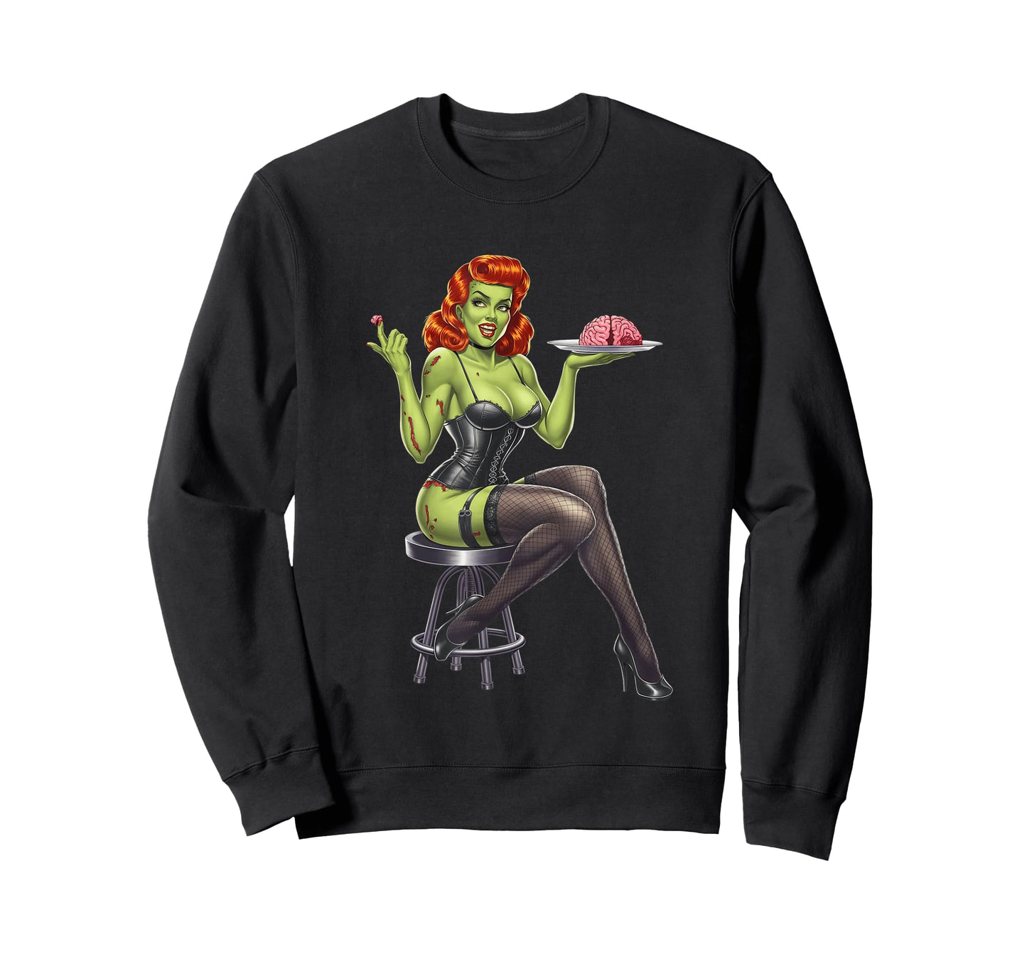 Retro Zombie Pin Up Girl Burlesque Vintage Horror Halloween T-Shirt