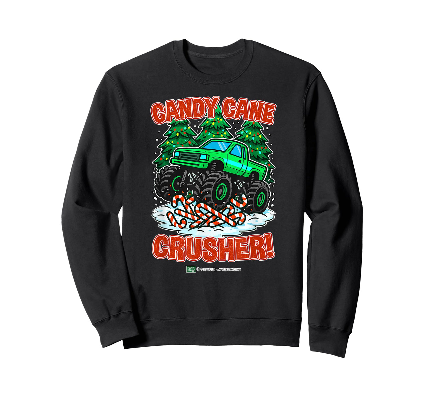 Kids Christmas Candy Cane Crusher Monster Truck for Toddlers T-Shirt