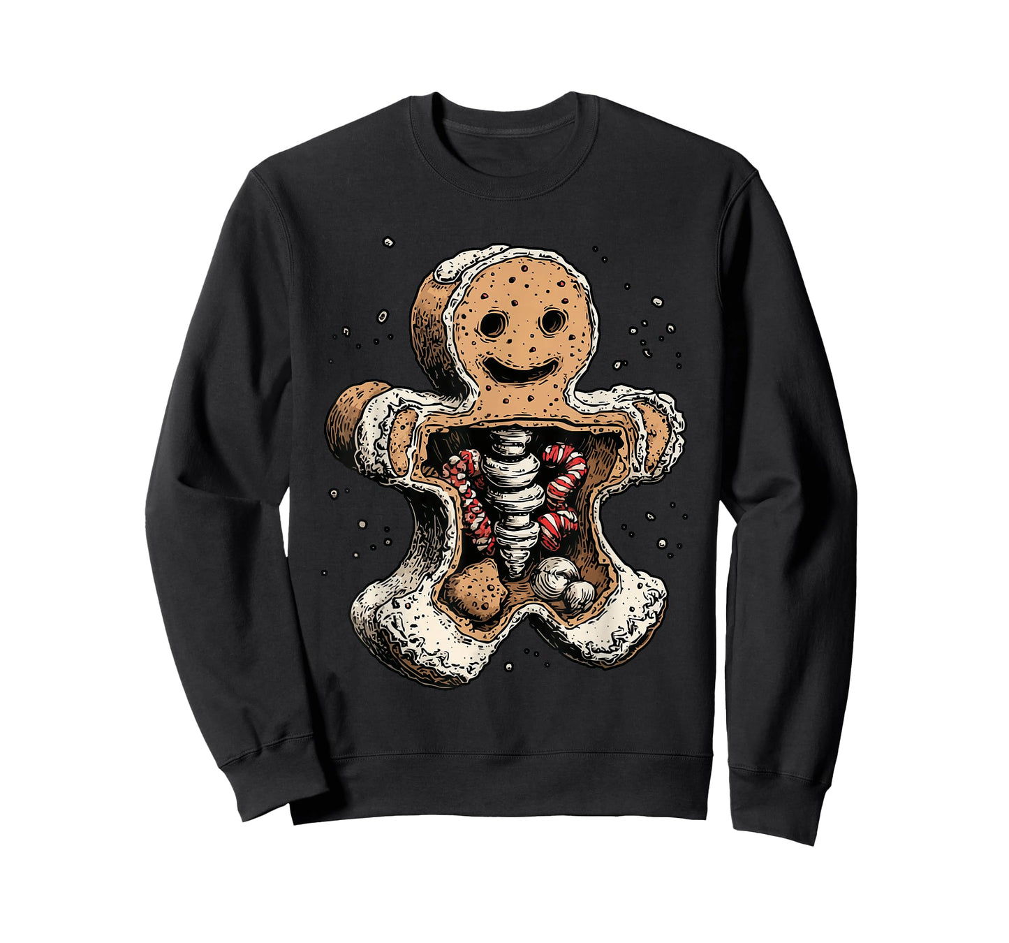 Spooky Gingerbread Cookie Creepy Winter Gothic Christmas T-Shirt