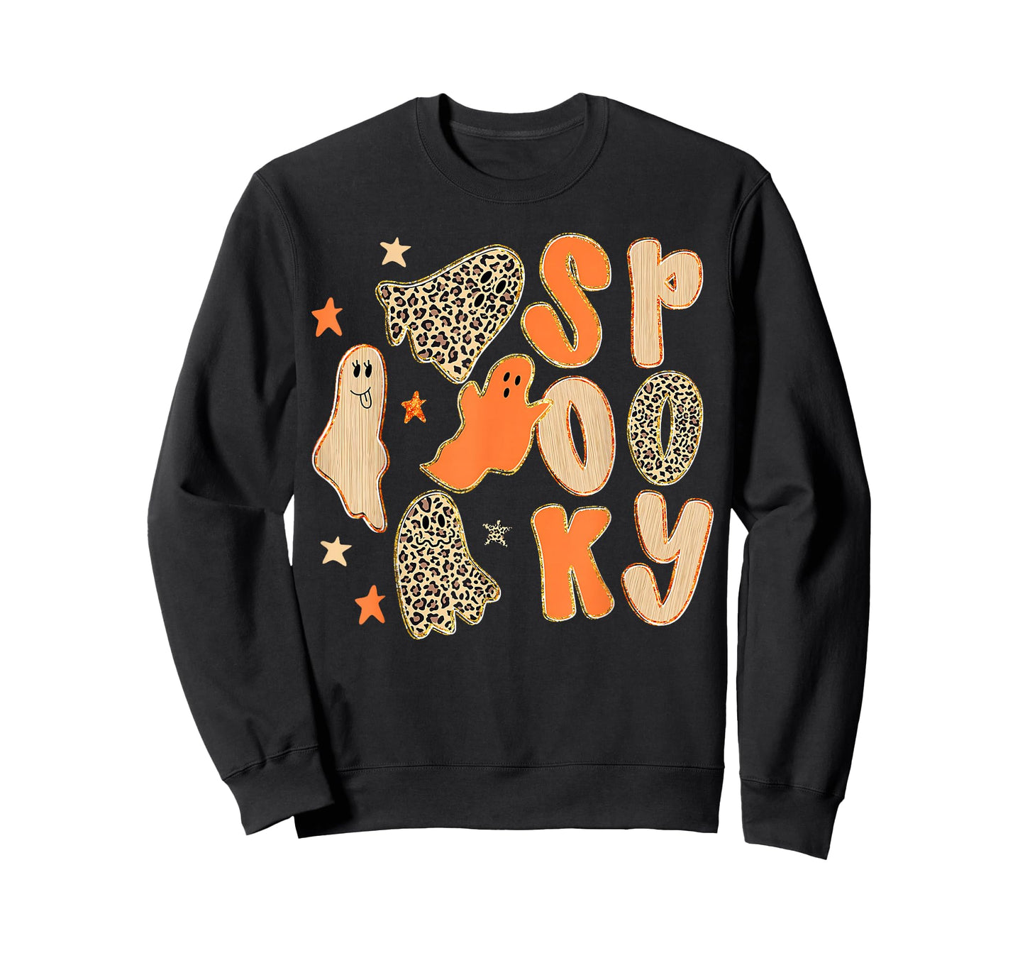 Preppy Leopard Halloween Horror Spooky Season Ghost Boo Girl T-Shirt