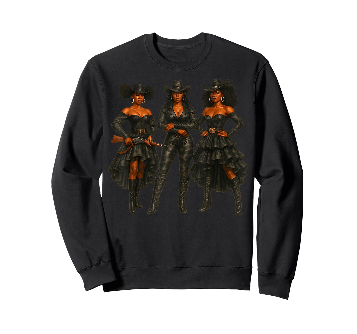 Camo Black Cowgirl Western Rodeo Melanin Black History Texas T-Shirt