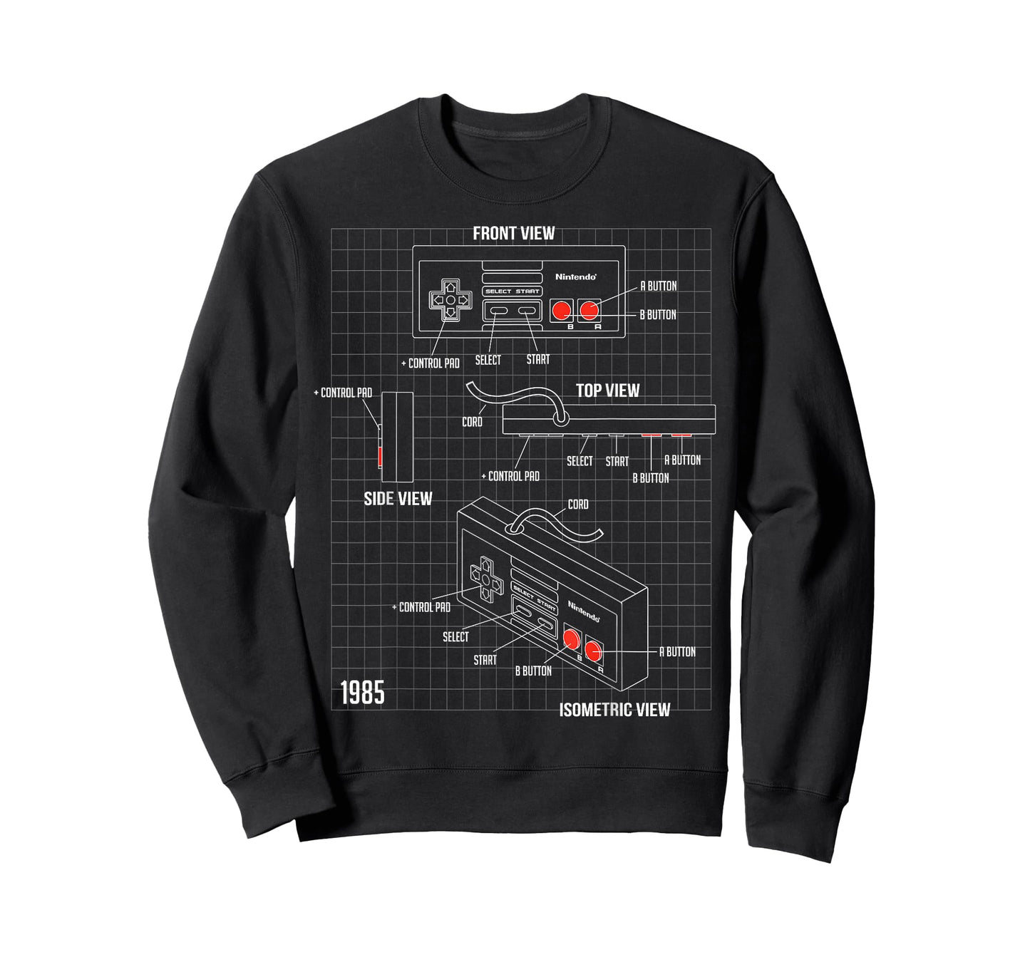 Nintendo NES Controller Parts Schematic Graphic T-Shirt