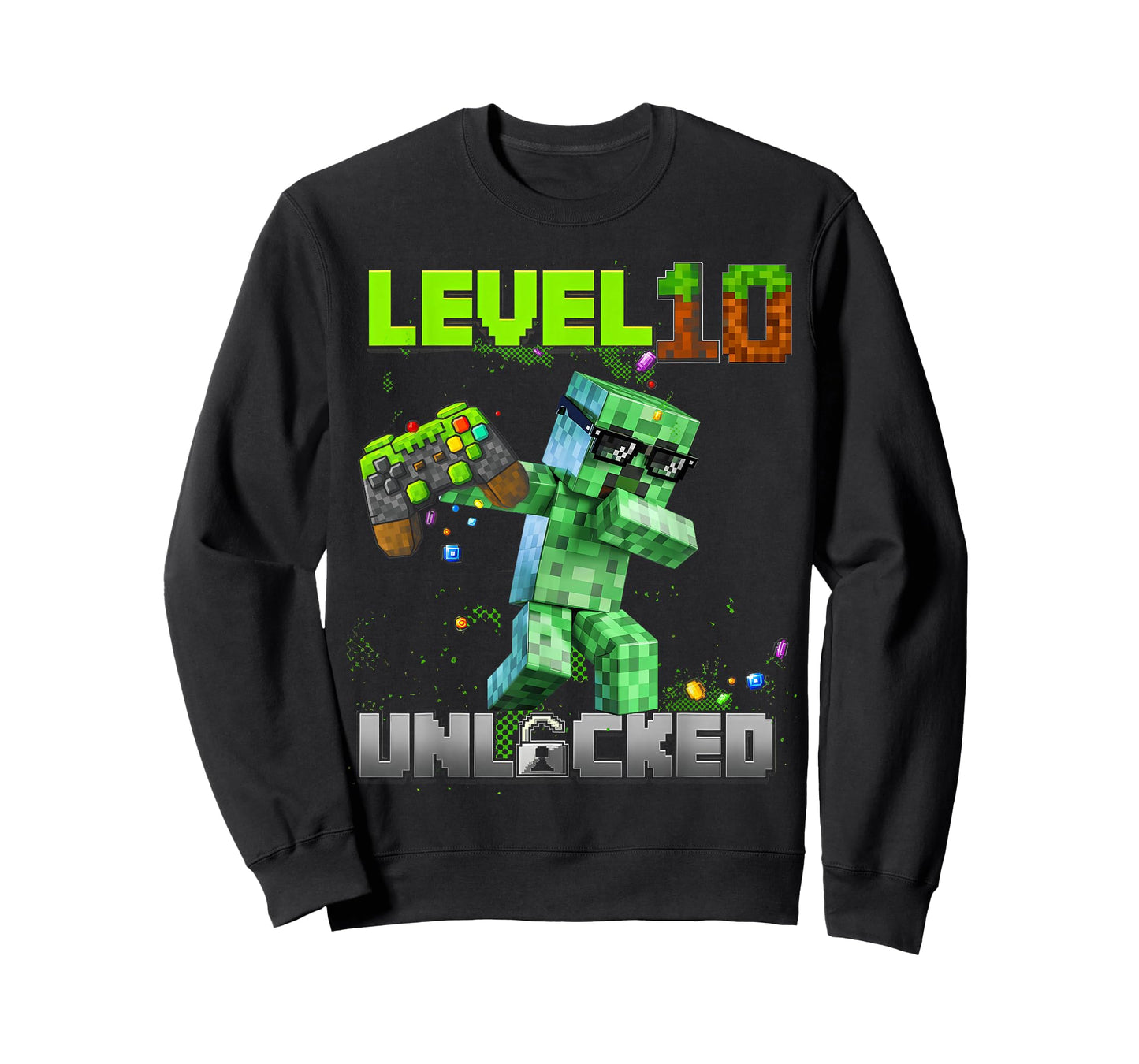 Level 10 Unlocked - Birthday Boy Pixel Gamer 10th Birthday T-Shirt