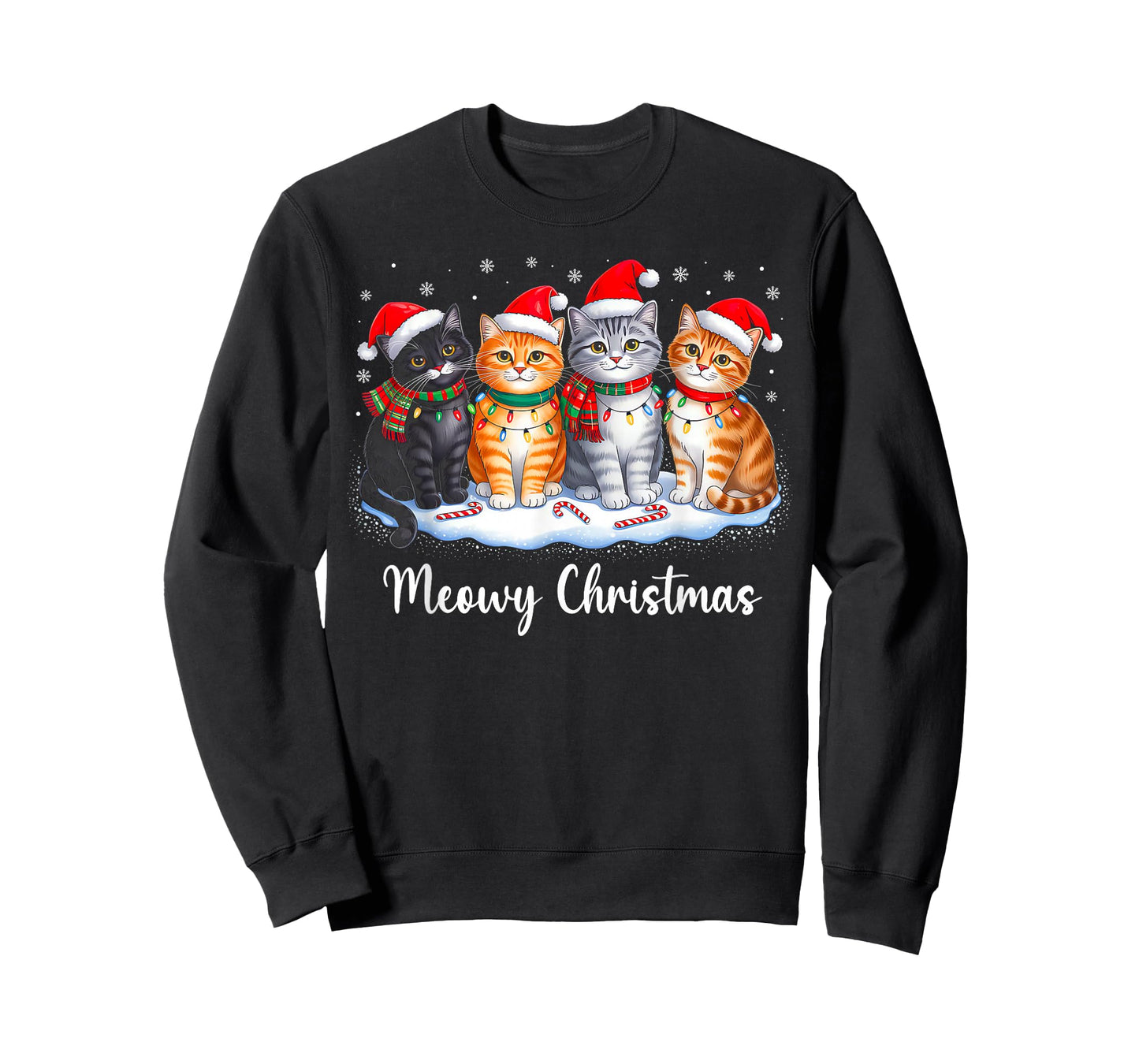 Meowy Christmas Funny Christmas Kitten Cat Lover Xmas Pajama T-Shirt