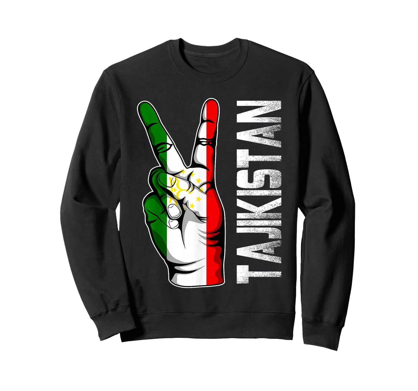 Retro Patriotic Victory Tajikistan Flag Fingers T-Shirt