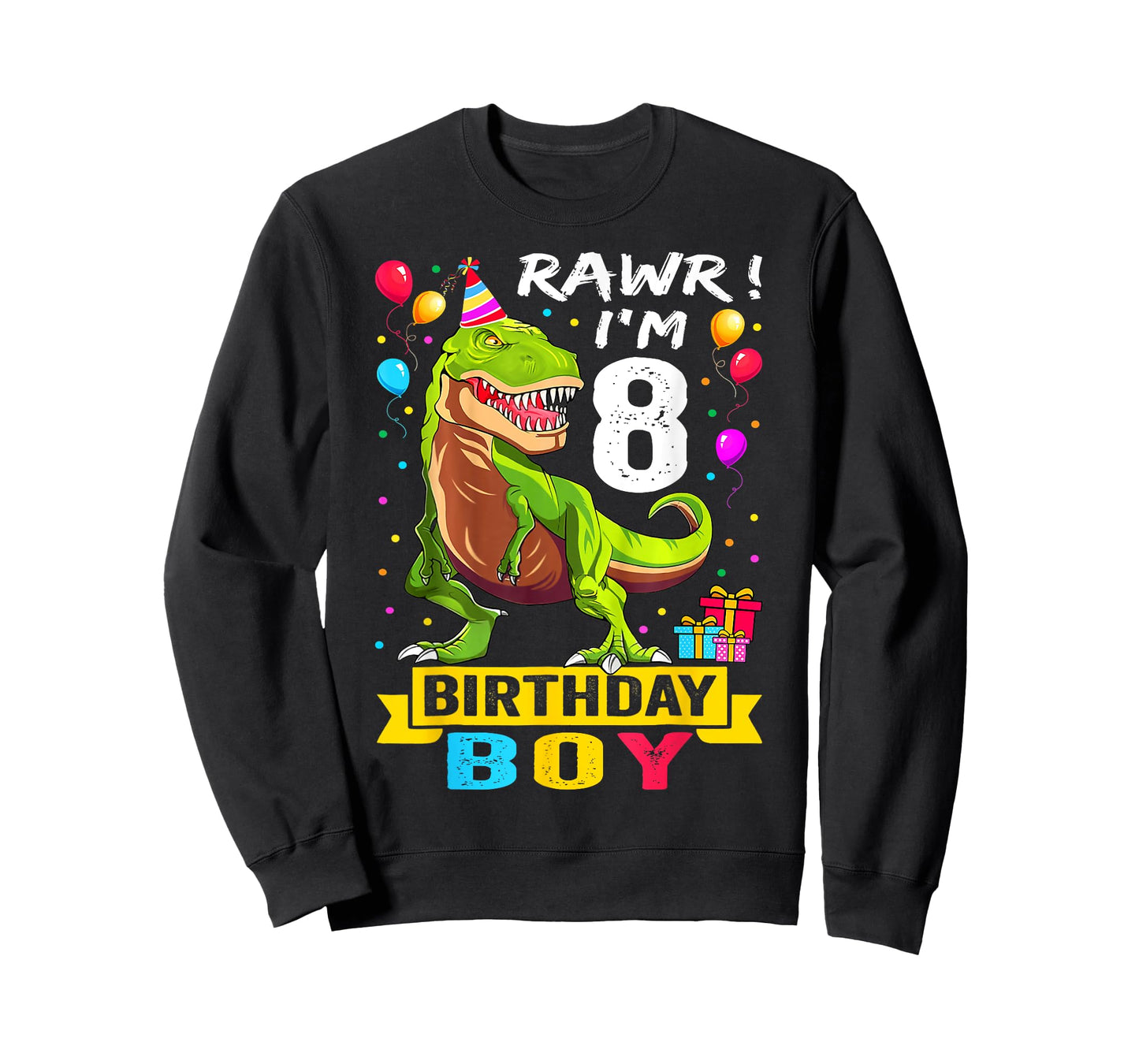 Kids 8 Year Old Shirt 8th Birthday Boy T Rex Dinosaur T-Shirt