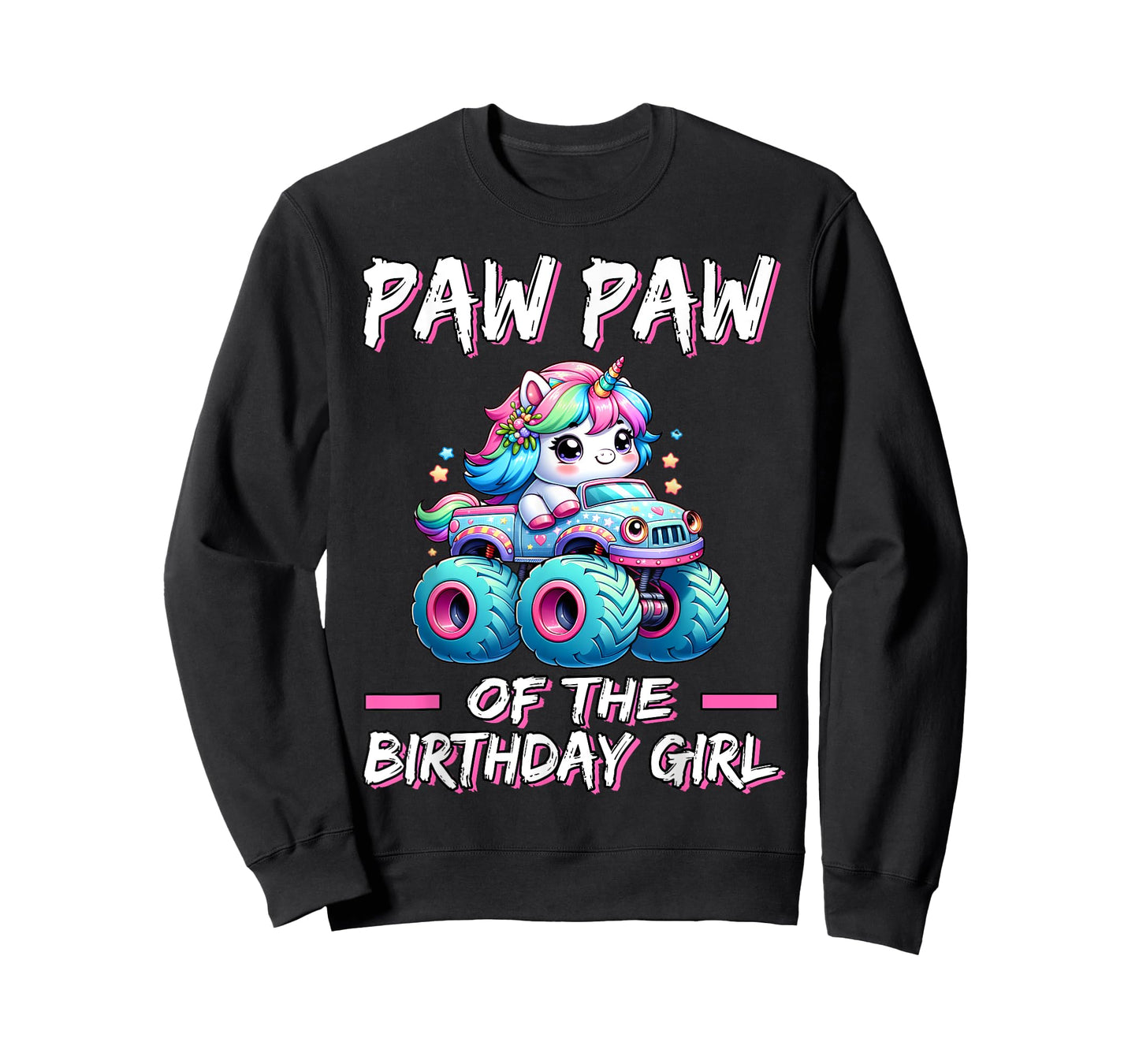 PAW PAW of the Birthday Girl Monster Truck Unicorn 1st Bday T-Shirt