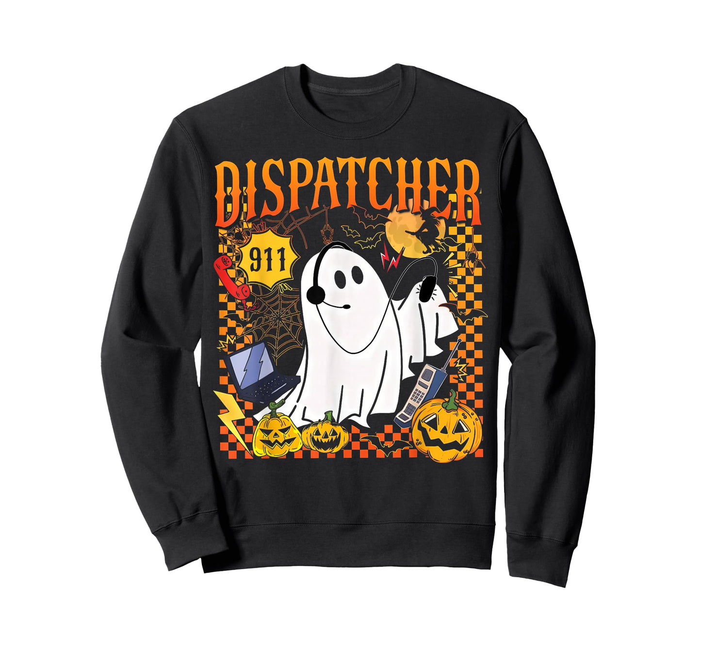 Groovy Spooky 911 Dispatcher Ghost Halloween Police Dispatch T-Shirt
