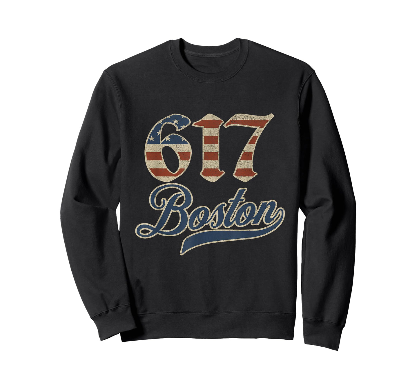 Vintage Boston 617 Area Code Patriot USA American Flag T-Shirt