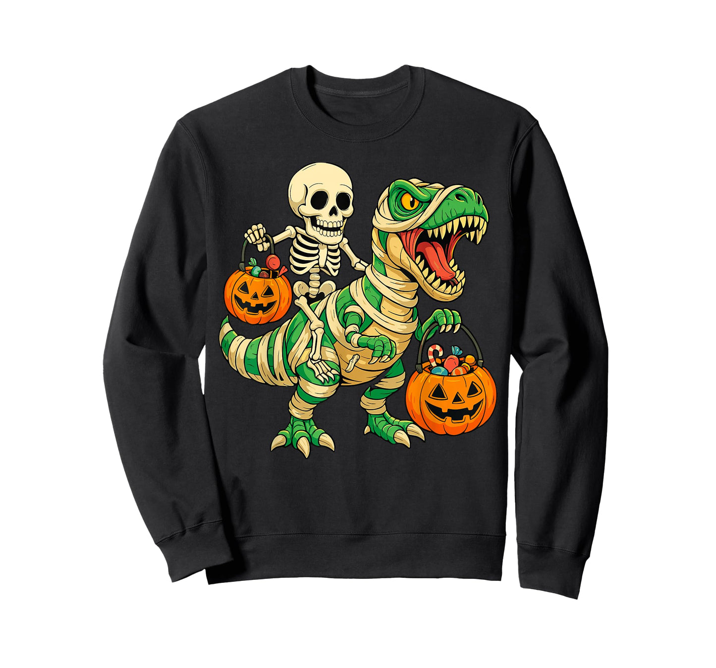 Dinosaur Mummy Skeleton Costume Kids, Spooky Halloween T-Shirt