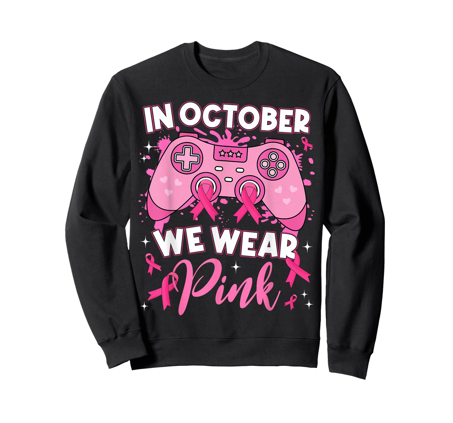 Gamer Gaming In October We Wear Pink Breast Cancer Boys Kids T-Shirt