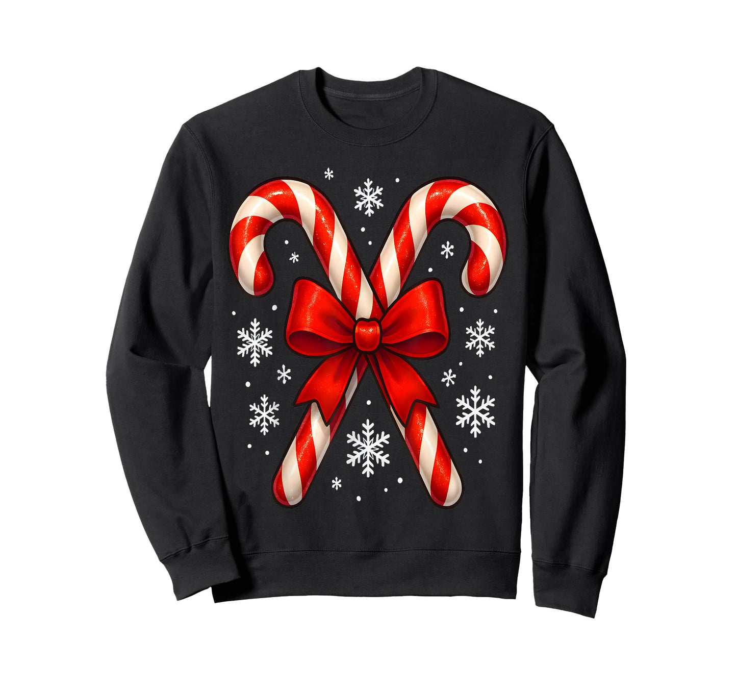 Retro Coquette Bow Candy Cane Christmas Xmas Girls Womens T-Shirt