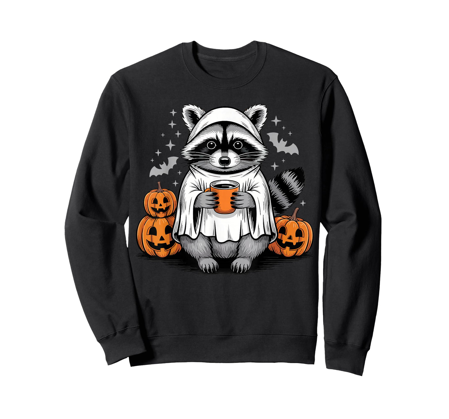 Cute Ghost Pumpkin Halloween Raccoon Costume Raccoon Lovers T-Shirt
