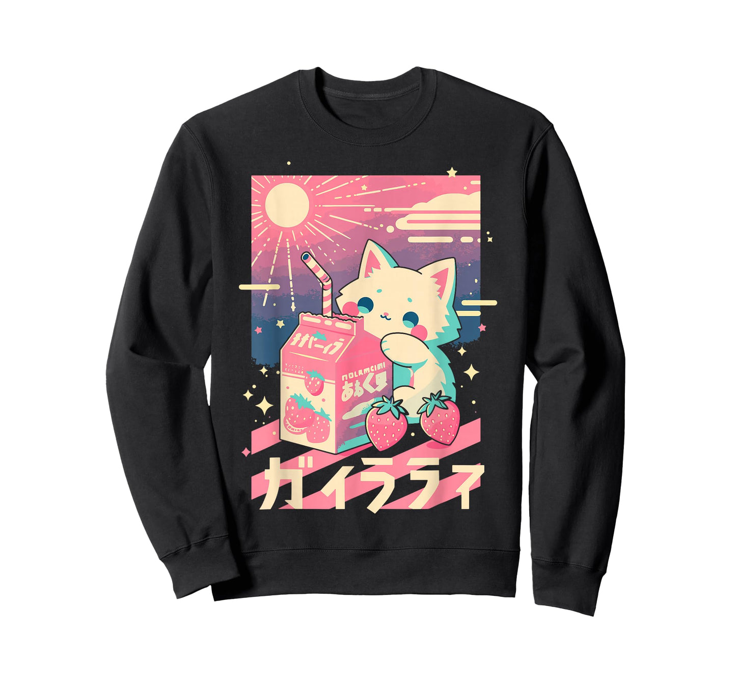 Cat Strawberry Milk Anime 90s Japanese Cat Japan T-Shirt