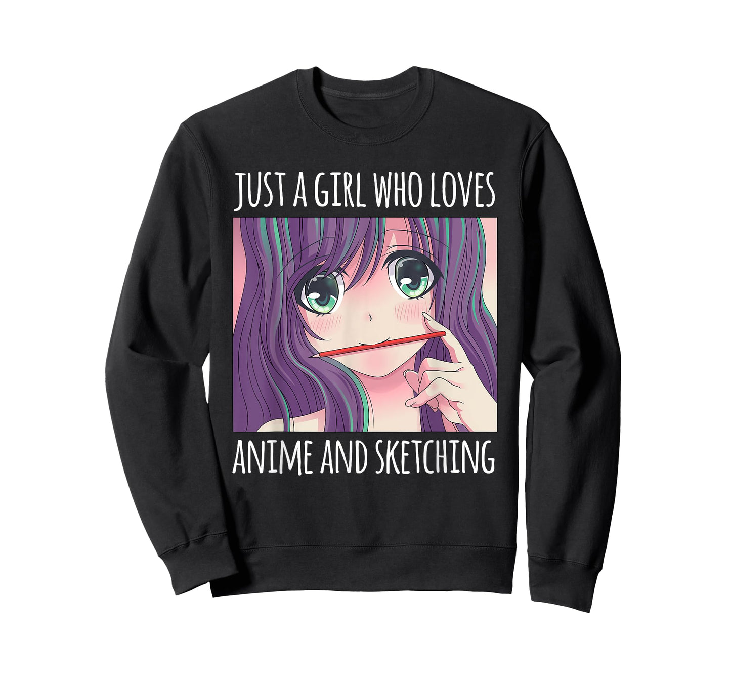Just a Girl Who Loves Anime and Sketching Drawing Girls Gift T-Shirt