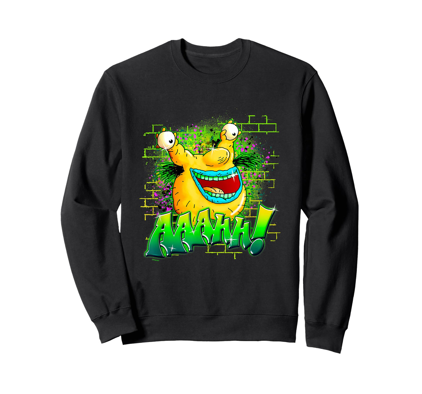 Aaahh!!! Real Monsters Krumm Neon Brick Wall Vintage Badge T-Shirt