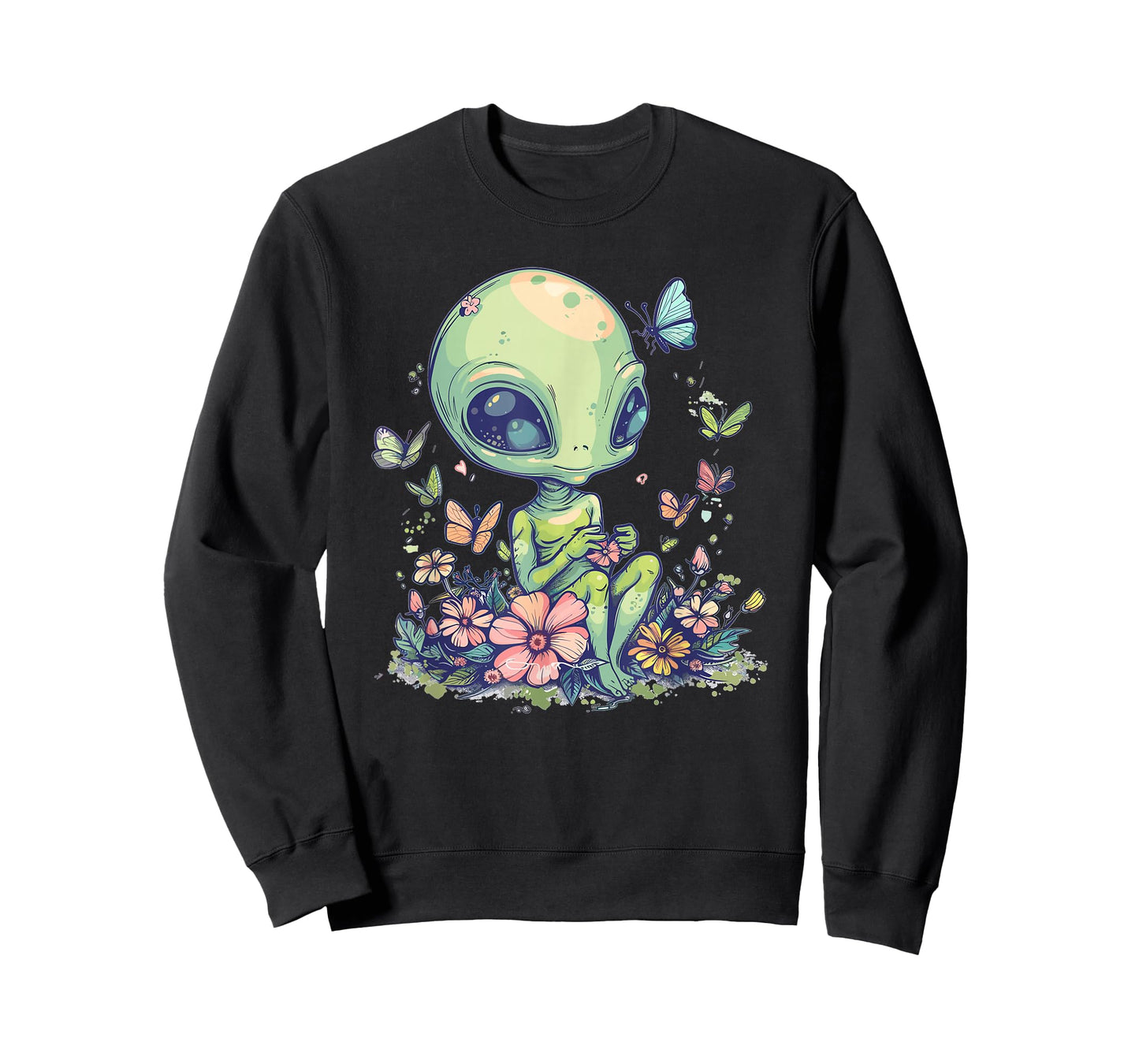 Cute Alien Girl With Flowers I Alien T-Shirt