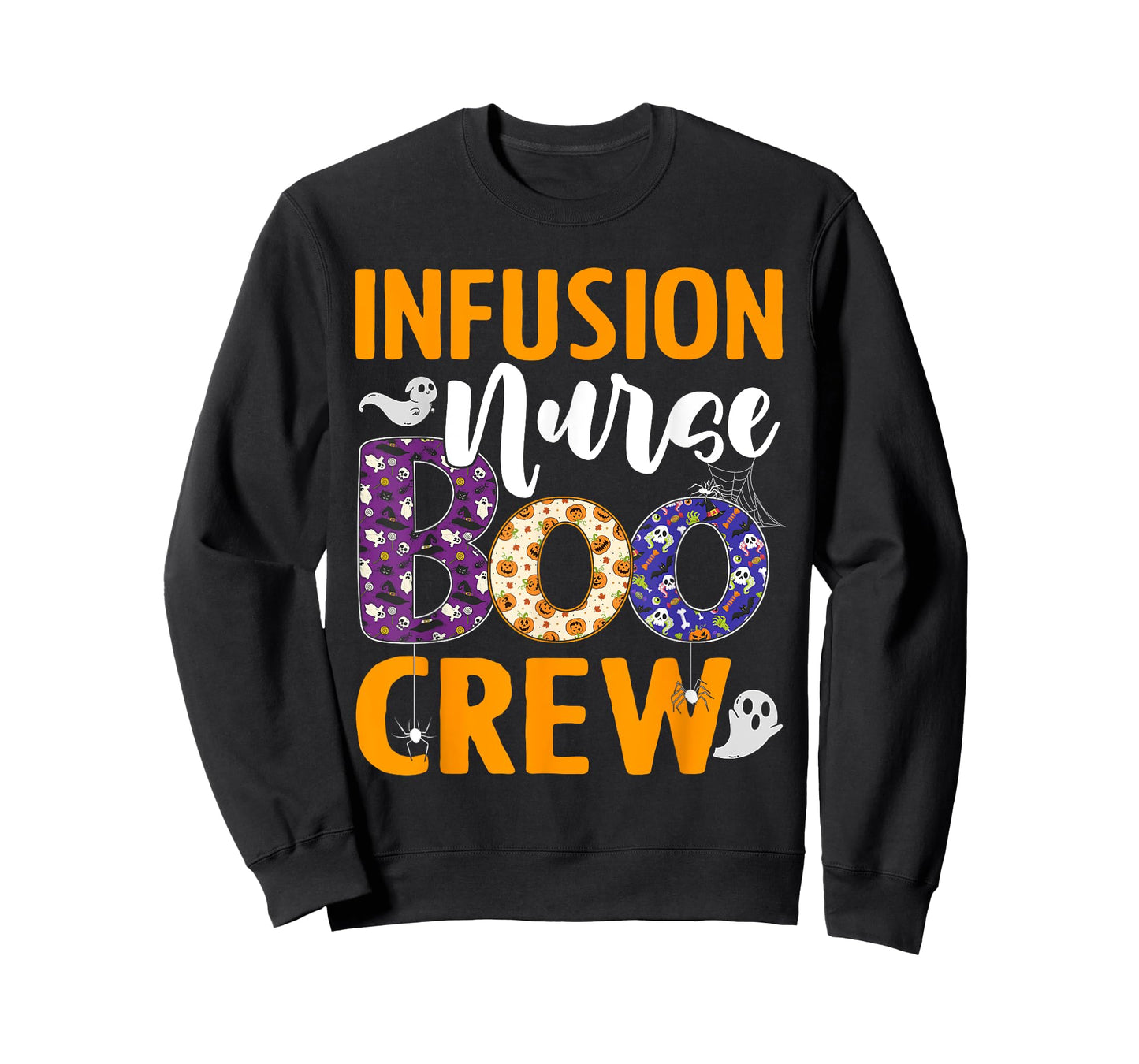 Infusion Nurse Boo Crew Scary Nurse Halloween Ghost Spider T-Shirt