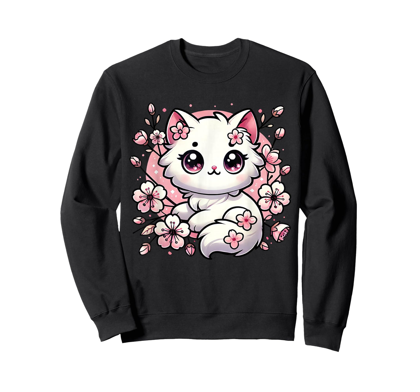 Cute Kawaii Cat Cherry Blossoms Kitten Lover Gift Women Girl T-Shirt