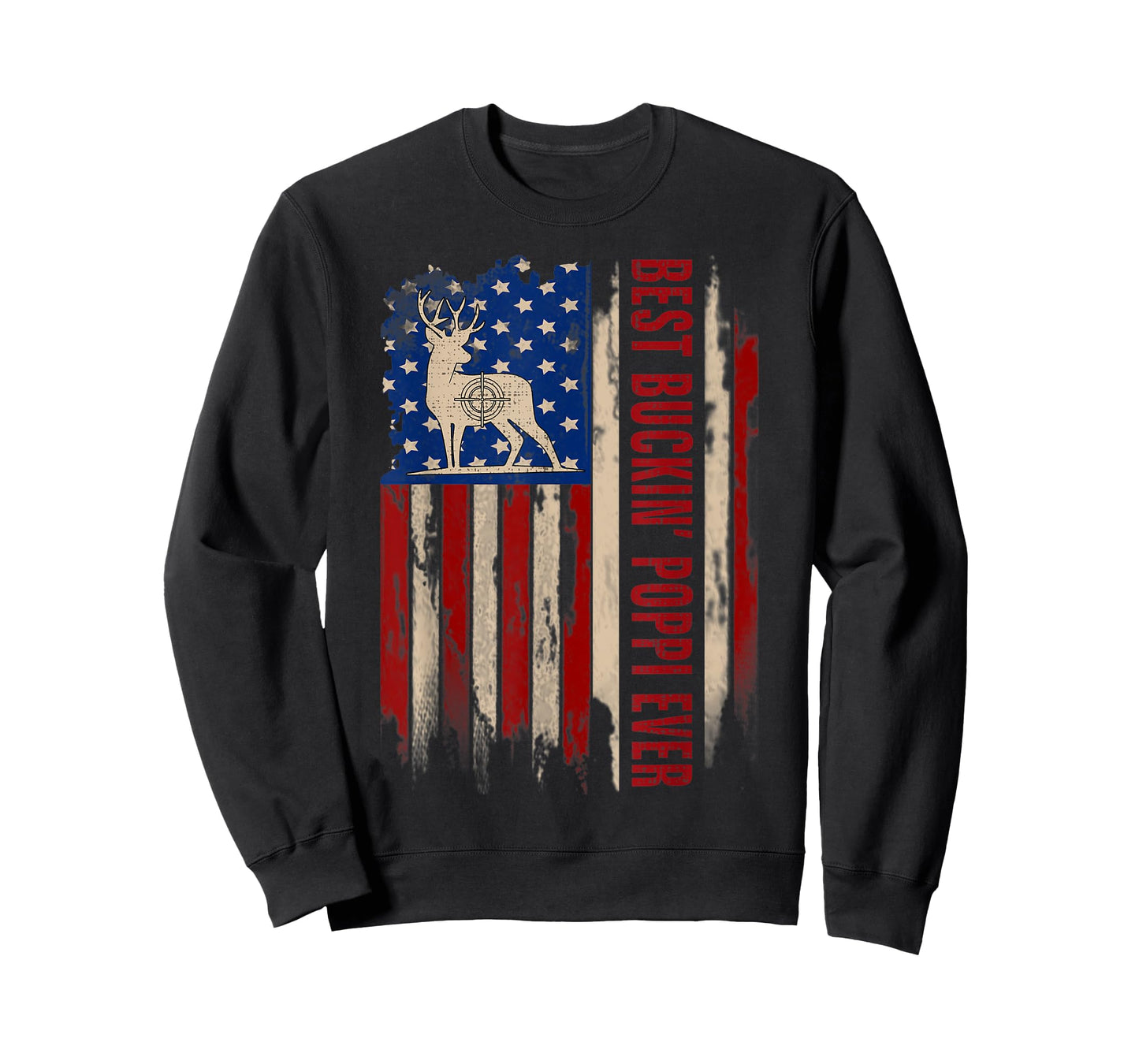 Best Buckin' Poppi Ever American USA Flag Deer Hunting Gift T-Shirt